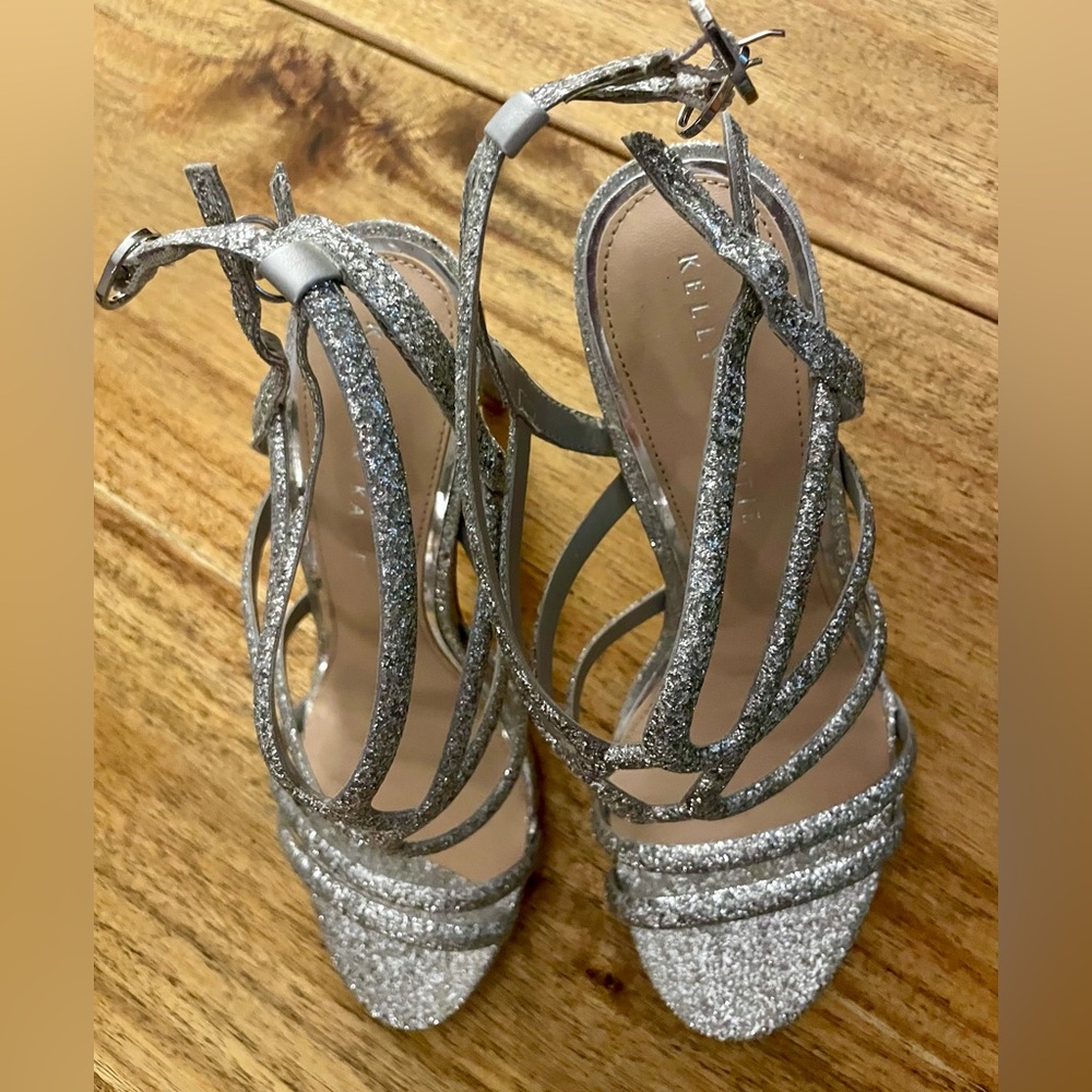 Kelly & Katie Silver Glitter Strappy Heels